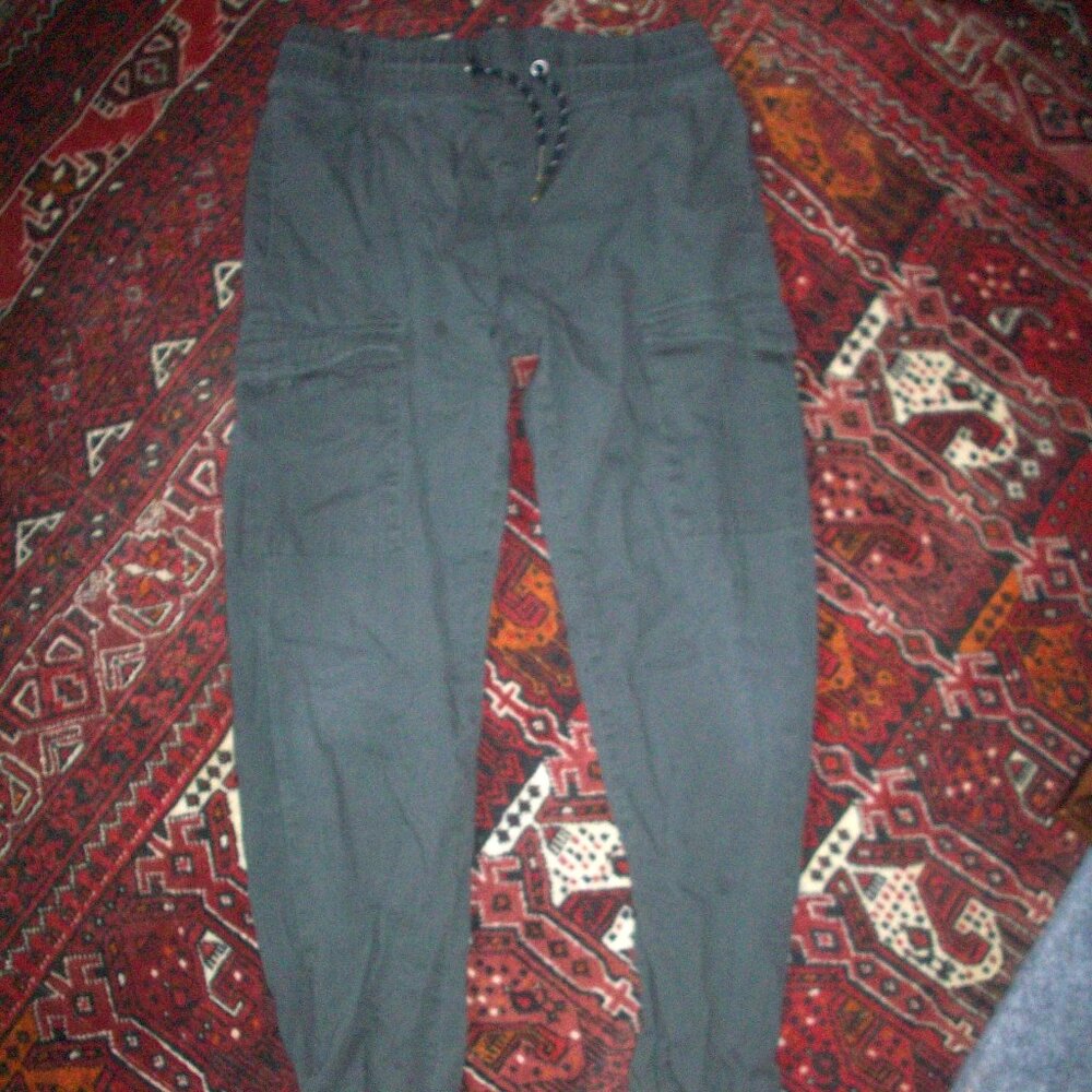 Ring of Fire Pants Teen 14 Gray Jogger Elastic Waist Drawstring Stretch W27 L24